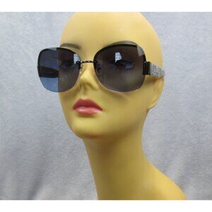 Coach Sunglasses HC7011 Dark Silver/Gray Logo Earpiece Blue Gradient Lenses Case